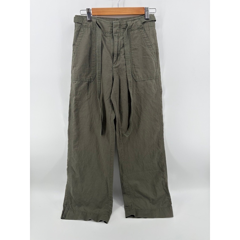 Gap, Drawstring, Pockets, Olive Green Linen Blend, Women's Size 00, Pre-Owned